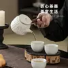 Tetera Rústica de Cerámica con Asa Lateral Estilo Dinastías Tang y Song con Asa de Madera Antigua, Juego de Té Kung Fu, Tetera Doméstica, Tetera Cerámica Retro, Tetera Individual