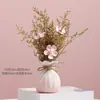Espiga de Trigo Flor Seca Gipsofila Buquê Arranjo de Flores para Sala de Estar Vaso Pequeno de Cerâmica Estilo Ins Ornamento de Decoração para Gabinete de TV de Mesa