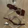 Novedad Verano 2026 Chanclas de Punta Abierta para Mujer, Elegantes Sandalias de Tacón Grueso con Tira de Pedrería y Punta Cuadrada