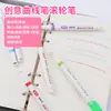 Canetas Curve de Exportação Criativa para Papelaria, Canetas Estudantis Estéticas de Alto Valor com Contorno Floral, Canetas Coloridas de Contorno de Cabeça Única para Marcação de Pontos Chave