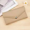 Carteira longa feminina, bolsa clutch minimalista, carteira com múltiplos compartimentos para cartão, porta-moedas com zíper, bolsa de armazenamento