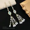 Com Contas Douradas - Estilo Étnico Presilha Lateral de Pérolas Franja Original Presilha de Cabelo Elegante Adorno de Cabeça para Uso Diário Hanfu Qipao