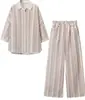 Venta al por mayor transfronteriza de ropa de mujer estilo europeo y americano: conjuntos de camisas casuales a rayas estampadas, modernos y cómodos, en AliExpress
