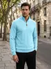 Suéter de malha masculino com gola alta transpassada, adequado para exportação no eBay, coleção primavera/outono, tamanhos grandes, textura waffle com listras verticais, manga longa, moletom estilo americano
