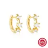Novos brincos geométricos redondos pequenos de diamante clássico em prata de lei S925 brincos brincos Europa e Estados Unidos transfronteiriços quentes brincos criativos