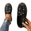Comercio Exterior Transfronterizo Tallas Grandes Verano Nuevo Estilo Slip-On Suela Gruesa Zapatos Perezosos para Mujer con Pedrería, Estilo Coreano Versátil Calzado Casual