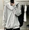 Moletom cardigã com capuz cinza da marca tendência para outono e inverno, top masculino casual de caimento solto estilo americano para outono