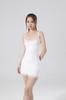 Vestido de Verão Cruzado Slim Fit Colado ao Corpo Alta Elasticidade Sem Mangas Vestido Colete Renda Pura Sexy Vestido de Suspensório