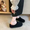 Zapatos Birkenstock de suela gruesa para mujer, pantuflas de pelo, nuevas para otoño e invierno, slip-on, forradas de polar, puntera cerrada, medias pantuflas, pantuflas de algodón para usar en exteriores