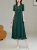 Vestido de Verano para Mujer Estilo Miyake con Acabado de Alta Gama, que Disimula el Vientre, Corte Holgado, Escote en V Adelgazante, Vestido con Flecos de Perlas, Elegante Vestido de Corte A