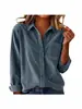 Camisa de Pana Transfronteriza 2026, Color Sólido, Cuello Campana, Chaqueta Casual Abotonada, Nueva Ropa de Mujer Europea y Americana para Otoño/Invierno en Amazon