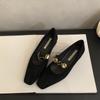 Zapatos Mary Jane de tacón grueso informales elegantes de gamuza con punta cuadrada, estilo retro de noche, de una sola capa, para mujer, primavera y otoño