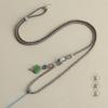 Nuevo colgante de cristal de fresa Ruyi de un solo lado, cordón de jade con cera de abejas, colgante de jade para hombres y mujeres, tejido de cuatro hebras ajustable