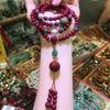 Pulsera Vintage al por Mayor de Arena Dorada Morada Cinnabar de Mina Antigua para Mujer, Joyería Étnica con Cuentas