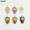 Wt-P2047 Collar con Colgante de Piedra Lisa Lisa Forma de Corazón Largo Cristal de Fresa Amatista Ojo del Diablo Incrustado Accesorios