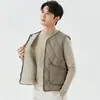 Colete Masculino Novo Outono e Inverno com Forro de Lã Quente com Zíper Tamanho Grande Roupa Externa Bolso Colete Curto Masculino Diamante 2402