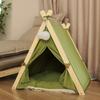Nido para Gato de Tienda Desmontable y Lavable Lona de Color Sólido Madera Maciza Cuatro Estaciones Hogar Estilo Camping Cama para Gato Cama para Perro Lindo Nido para Mascotas