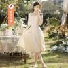 Vestidos de Dama de Honor Color Champagne 2025 Nuevo Otoño e Invierno Estilo Sencillo para Mujeres Petites, Adecuados para el Uso Diario, Vestidos Formales para el Grupo de Hermanas
