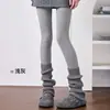 Medias blancas lechosas para mujer con patrón de punto, efecto adelgazante, nuevo modelo 2026, color avena, otoño e invierno, forradas de polar, engrosadas, leggings cálidos