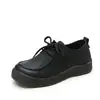 Stock Listo Botines Retro Cómodos Hechos a Mano Suela Suave Otoño e Invierno Nuevos de Caña Alta Casual Cuero Genuino Zapatos de Mujer Botas de Cuero Planas con Cordones