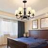 Lámpara de sala de estar candelabro lámpara de dormitorio de campo americano lámpara de decoración simple para el hogar iluminación de arte en hierro y tela estudio creativo simple Europa