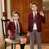 Conjunto de Tres Piezas para Uniforme de Jardín de Infancia, Uniforme Escolar Estilo Británico de Academia para Primavera y Otoño, Uniforme de Clase para Niños, Conjunto de Uniforme de Graduación de Escuela Primaria