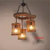 Luminária Pendente Estilo Industrial Estilo Americano Rede Cafeteria Restaurante Churrascaria Bar Loft Personalidade Criativa Luminárias de Madeira Maciça