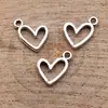 13x12mm 0.43g Color Plata Antigua Popular Material para Manualidades en Europa y América Colgante de Corazón Hueco