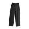 Calça Elegante Reta para o Dia a Dia Feminina, Lançamento Outono/Inverno 2026 Lã Elástico na Cintura Cintura Alta Emagrecedora Moda Calça Wide Leg