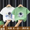 Camiseta de Verão de Algodão Puro de Manga Curta para Meninos 2026 Nova Estampa de Desenho Roupas Infantis Tops Finos para Bebês Meninos t