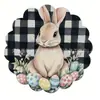 Mantel de Pascua con Formas de Conejo y Huevo, Borde Irregular de Encaje, Estampado de Lino, Decoración de Mesa para Sala de Estar, Mantel de Pascua