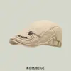 Gorra de Algodón Estilo Coreano para Hombre Primavera y Verano Boina con Bordado de Letras y Logo de Acero para Mujer Boina Retro de Pintor para Jóvenes Literarios