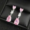 Pendientes de la Serie de Piedras Preciosas Coloridas de Moda, Exquisitos Pendientes de Gota de Agua con Circonita Rosa Perla y Amarilla, Venta Directa de Fábrica E7352