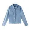 Toma real: Camisa de mezclilla elegante y casual estilo francés, una prenda de moda y versátil para primavera y otoño, camisa de mezclilla para mujer
