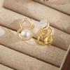 Pendientes Elegantes de Calabaza de Alta Calidad Elegantes Clásicos de Perla de Agua Dulce Sin Dolor de Una Pieza Clips de Oreja de Silicona