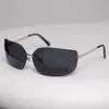 2024 nuevas gafas de sol sin montura con borde marrón vintage para mujer, personalidad, protector solar, montura grande, gafas de sol Y2K, anti-ultravioleta-