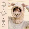 Gorro Urso Pulôver Outono e Inverno Máscara e Aquecedor de Pescoço Chapéu Integrado para Mulheres Ciclismo À Prova de Frio À Prova de Vento Chapéu Quente Faixa de Cabeça de Pelúcia Chapéu