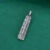 Colgante rectangular sólido de hoja de plata pura S925, colgante de barra de plata rectangular estilo chino, accesorio de pulsera DIY hecho a mano