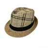 Sombrero de Paja Transpirable a Cuadros para Protección Solar de Verano Transfronterizo Sombrilla Sombrero Jazz Retro Británico Sombrero de Hombre Venta al por Mayor
