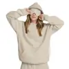 Sudadera de Color Sólido para Mujer de Estación Independiente Transfronteriza, Sudadera con Capucha de Nuevo Estilo Europeo y Americano con Máscara para Ojos, Chaqueta Casual Holgada de Talla Grande para Mujer