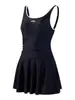 Traje de baño de una pieza de nuevo estilo para mujer, traje de baño deportivo sin mangas para estudiante, nuevo traje de baño conservador de pierna cuadrada adelgazante para la playa