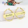Pendientes de acero inoxidable con letras transfronterizos en stock diy nombre de familia nombre regalo de Navidad Día de la Madre fabricante