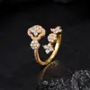 Pulsera Floral Estilo Europeo y Americano, Estilo Ins, Personalizada, Lujo Ligero, Nicho, Gama Alta, Exquisita, Anillo con Diseño Completo de Zirconia, Joyería de Mano para Mujeres