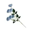 Buquê de flores de simulação azul, material de seda, flor falsa de plástico, decoração de sala de estar, decoração de mesa, casamento, arte de flores vermelhas