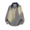 Roupa Masculina Enbu Primavera e Outono Novo Estilo Camisa Polo Masculina Moda Bloqueio de Cores Gola Lapela Solta Casual Versátil Malha Top Masculino