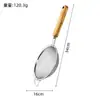 Escorredor Grande de Aço Inoxidável 304 Cabo de Madeira Orelha Única Espumadeira para Frituras Utensílios Domésticos de Cozinha Peneira para Macarrão Rede de Filtro
