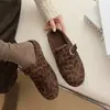 Zapatos Birkenstock gruesos con suela y forro de felpa para mujer, colección Otoño 2026, puntera redonda, aumento de altura oculto, metálico, versátil, retro, sin cordones, para ir al trabajo, zapatos de vestir