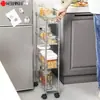 Estante de Almacenamiento Móvil de Tres Niveles con Cesta de Malla Fina para Espacios Estrechos en la Cocina, Estante de Almacenamiento de Cesta de Malla para Frutas y Verduras