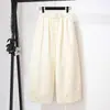 Garantia de Qualidade Seda Pura Temperamento Mulher de Meia-idade Novo Estilo Chinês Primavera Outono Trabalho Pesado Padrão Escuro Solto Versátil Calça de Perna Larga Calça Casual