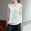 Suéter de Punto Blanco con Capucha Estilo Minimalista para Mujer, Estilo Holgado y Relajado, Moderno y Juvenil, Suéter Básico con Capucha de Moda Casual